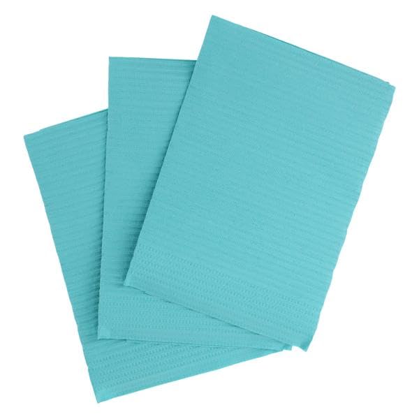 Dri-Gard Patient Towels 3-Ply Tissue/Poly – Aqua, 13” x 19”, 500/Case, Disposable, Opaque Linen Finish – Durable, Fluid-Resistant Towels for Medical, Dental, or Personal Use