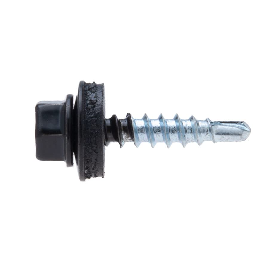4.8 mm x 25 mm Roofing Screws, Hex Head Self-Drilling Multi-Color (RAL 9005 Jet Black) Roof Screws with EPDM Sealed Washer - Image 4