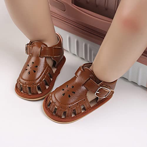 Baby Girl Sandals Closed Toe Sandals For Girls Pu Leather Soft Open Toe Softy Solid Anti Slip High Top Rome Sandals3