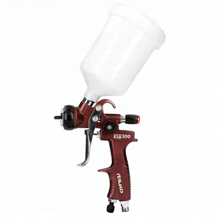 XP 300 Lackierpistole 1,3 mm Düse LVLP – Profi Farbspritzpistole mit 600ml Becher für Lack, Grundierung, Klarlack, Wasserbasislacke, Holzlacke – inkl. Zubehör & Anschluss