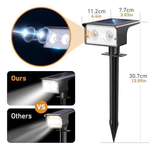 btfarm 4 Stück Solarlampen für Außen, 3000/4500/6000K Solarstrahler Garten – Ansicht 3