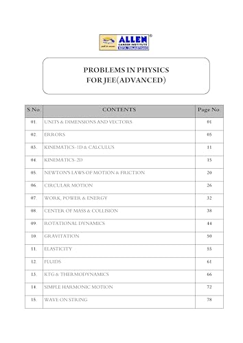 Image of Problems in Physics with Answer key for JEE Advanced in English by ALLEN