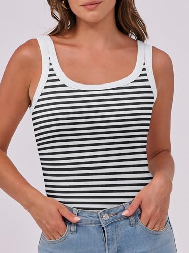 Image of ANRABESS Womens Sleeveless Scoop Neck Tank Top Ribbed Fitted Summer Basic Slim Cute Tops 2026