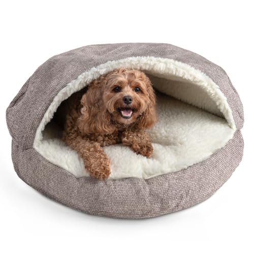 Image of Snoozer Cozy Cave Dog Bed, Round Covered Dog Bed, Merlin Linen (S)