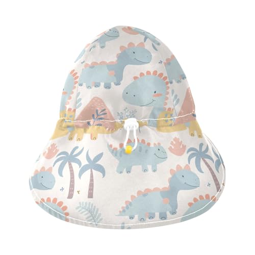 Cream Blue Dinosaur Cartoon Kid Sun Hat Baby Boys Beach Play Hats Girl UV Protection Neck Flap Travel Essentials3