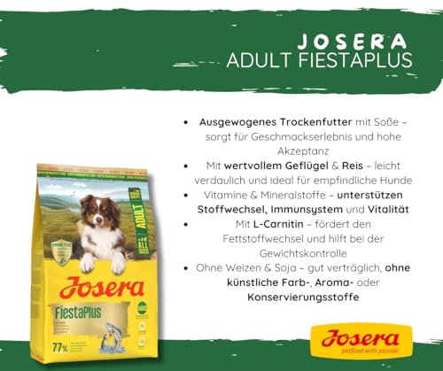 Josera Adult FiestaPlus 2x3kg Bundle – Premium-Trockenfutter mit Geflügel, Gemüse & Muschelextrakt für aktive Hunde + Goodie Natur-Hundesnack von Warnick’s Tierfutterservice