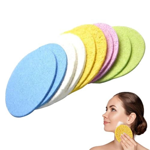 Keloc Esponjas faciales comprimidas - Esponja Limpieza Facial algodón Pulpa Madera - 10 Almohadillas faciales para esteticistas, Maquillaje Exfoliante