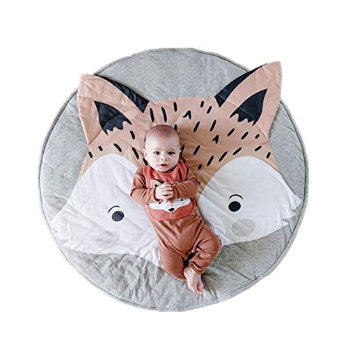 SmallPocket Tapis de jeu rond pour bébé motif de renard mignon tapis rampant doux tapis de rangement jouets organisateur de rangement pour bébé enfants tout-petits (diamètre 85 cm)