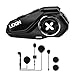 LEXIN G2P Intercomunicador Casco Moto Bluetooth de 6 Vías para Motocicleta, Sistema de Comunicación d con 4 Cubiertas Reemplazables, Auriculares Manos Libres para Motocicleta/ATV/Bicicleta
