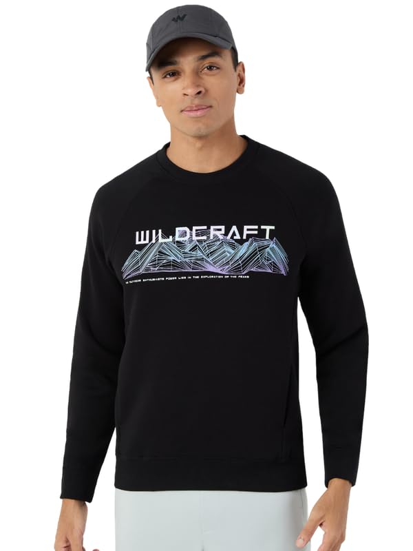 Image of Wildcraft Men Cotton Blend Sweat Shirt | Sweatshirt for Mens | Regular Fit |
