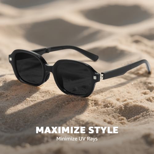 HASFOX® Foldable Sunglasses for Women Men | Lightweight Polarized UV Protection | Oversized Folding Sun Glasses with Case3