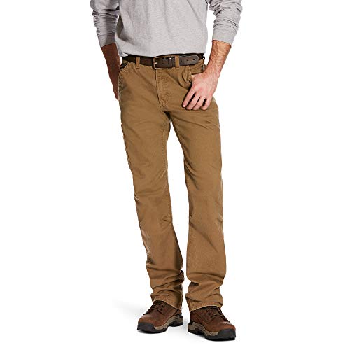 Image of ARIAT Men's Rebar M4 Relaxed DuraStretch Washed Twill Dungaree Boot Cut Pant Field Khaki