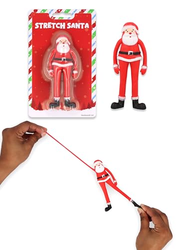 Henbrandt 1 x Stretch Santa 11.5cm Christmas Festive Novelty Toy - Flexible Bendable Xmas Character Figure Kids Party Bag Stocking Filler Gift Squeeze Father Christmas Sensory Toy