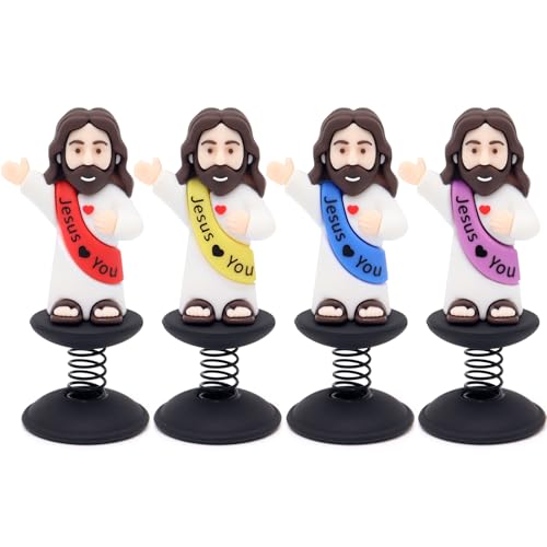 Yelakey Dashboard Jesus Bobblehead Jesus with Smile Face Blessing You Christian Car Accessories Religious Believers Home Decoration with Sticky Pad (Multicolor)
