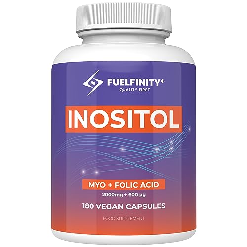 Myo-Inositol & Folic Acid | 2000mg Inositol | 180 Capsules | PCOS and Fertility Supplement | Vegan | FuelFinity® Superlative Manufacturing Standards | Capsule Format