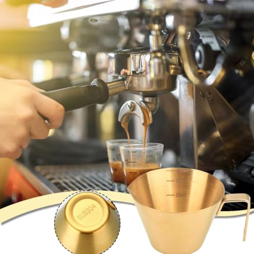 Image of NILKANTH 100ml / 3.4oz Espresso Measuring Cup - Gold Stainless Steel Shot Glass with Spout, Barista Tool for Coffee, Milk & Sauce Measurement