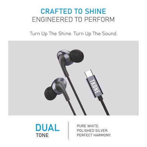 Image of TKONE Aerobuds Type C Wired Earphones with in-Line Microphone & Controls, 10mm Drivers, Deep Bass in-Ear Earbuds, USB C Earphones with Noise Isolation & HD Sound (Black)