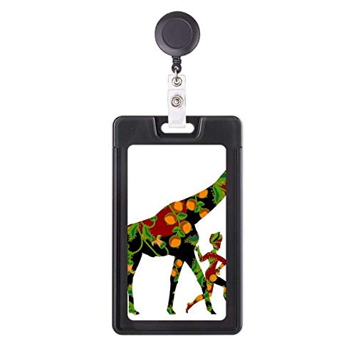 Porte-badge rétractable noir africain enrouleur robuste girafe