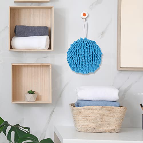 Aodaer 6 Pack Chenille Hanging Hand Towel With Hanging Loop Plush Quick-Drying Towel Soft Absorbent Hand Towel For Bathroom Hand Dry Kitchen (White, Gray, Blue) #TOP4