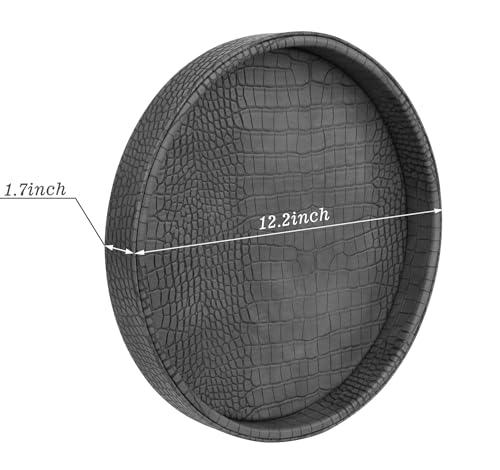 HofferRuffer Vegan Croco Leather Decorative Food and Drink Serving Tray, Dark Grey, Dia.12" x 1.6"
| HofferRuffer Faux Leather Round Snack and Drink Storage Serving Tray, Dark Grey, Dia.12" x 1.6"
| HofferRuffer Croco Pattern Vegan Faux Leather Cosm