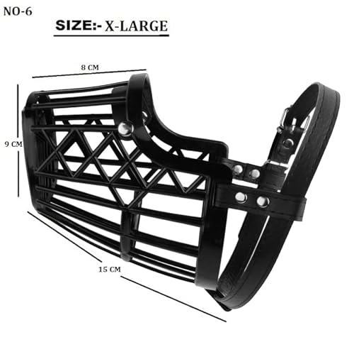 Image of RvPaws Anti Biting Dog Muzzle Basket Cage Design Plastic Pet Muzzle Comfortable Barking Easy to Adjust Quick Release Buckle (No-6, X-Large)