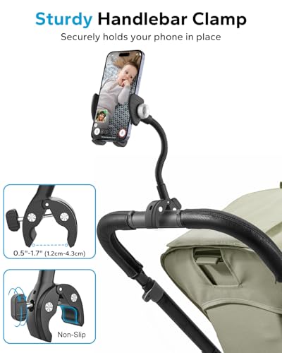 Support de téléphone pour fauteuil roulant anti-vibration et orientable - 4