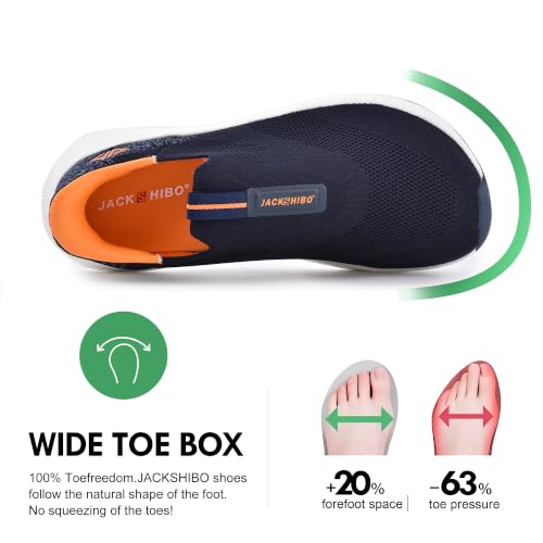 Image of Men Slip in Free up Hands Shoe Wide Toe Box Arch Support Orthopedic Walking | Mens Casual Slip On Sneakers, Cushioned, Zero Drop Sole, Metatarsal Pads