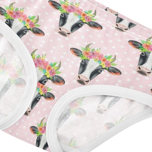 Joisal Floral Cow Heads Light Pink Girls Underwear Toddlers 2t Cotton Cute Panties Girl Colorful Briefs Undies Kids4