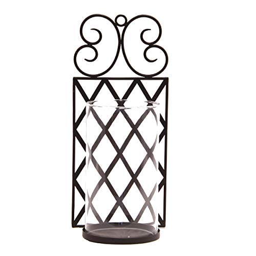 Varia Living Kerzenwandhalter Lora Metall mit Glaszylinder für tolle Lichtreflexe | Wanddeko aus Metall | Accessoire für Wohngestaltung | Kerzenhalter Vintage aus Eisen in schwarz | 45 cm x 20 cm Cover