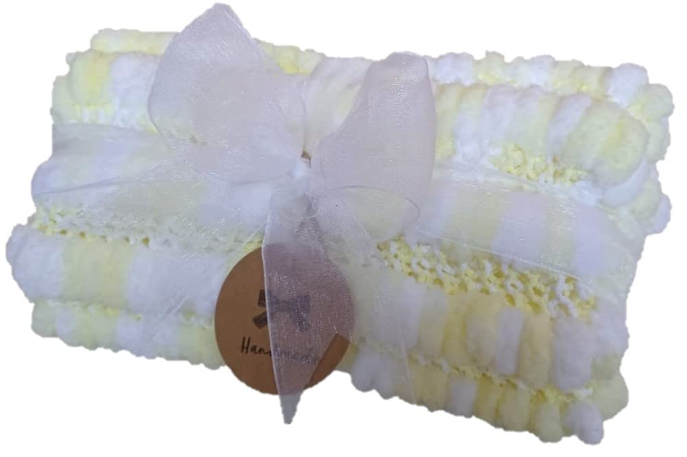 Car Seat Baby Blanket, Super Soft & Fluffy (White/Yellow)