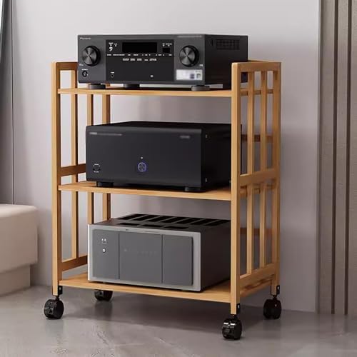Estante de audio de alta capacidad, soporte multimedia, rack ajustable, sistema estéreo de 3 niveles, soporte de medios AV de gran carga para uso doméstico y comercial, montaje sencillo (88 cm de