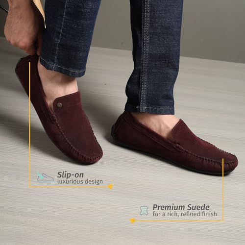 Image of YOHO Loafers for Men | Leather Slip-On Loafers | Stylish, Flexible Shoes with Footpharma Footbed | Comfortable Party, Office & Casual Footwear | Lofos 001