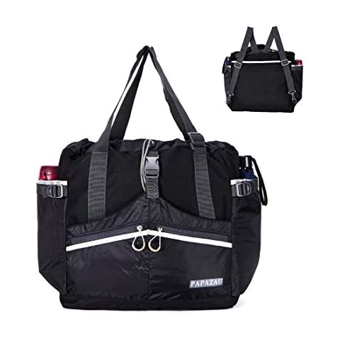 PAPAZAU Rfid Travel Tote Bag 40L Convertible Rpet Tote Backpack (Black) Cover