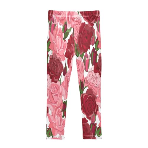 Bolaz Toddler Girls Leggings Printed Yoga Pants Leggings Red Pink Roses for Kids2