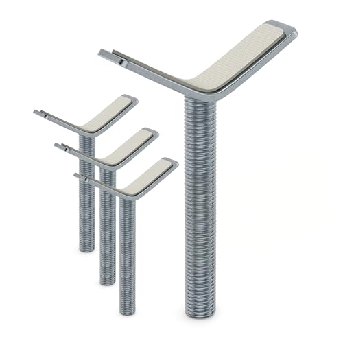 BOMI Y-Adapter 4er Set Silber I Metall Spindel für Türschutzgitter und Treppengitter I M10 Gewinde, geeignet für Geländer bis 60 mm I Anti-Rutsch Funktion | Zubehör für Kinderschutzgitter ohne Bohren