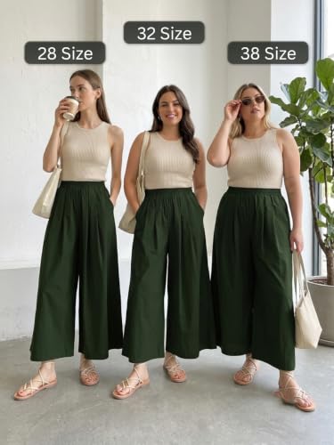 Image of Leriya Fashion Women High Waist Wide Leg Trousers | Casual & Formal Poly Cotton Pants for Women | Loose Fit Track Pants | Relaxed Fit Pleated Trousers for Casual & Semi-Formal Wear