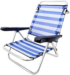 Monty LOLAhome Silla Baja Plegable con 4 Posiciones de Playa o Camping Azul de Aluminio Garden, 61x47x80 cm
