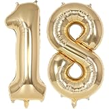 Champagne Gold Large Number 18 Balloon, 40 Inch Light Gold Foil Helium Number Balloons, Giant Mylar Number 18 Balloons for 18 Years Old Birthday Party Anniversary Decorations (Champagne Gold 18)