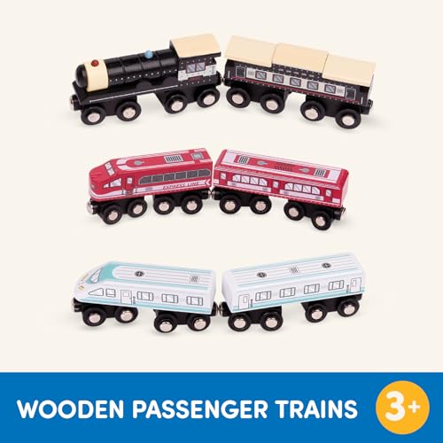 Battat BT2707Z Classic Trains – 6Pc Wooden Railroad Set – Magnetic Toy Trains thumb #4