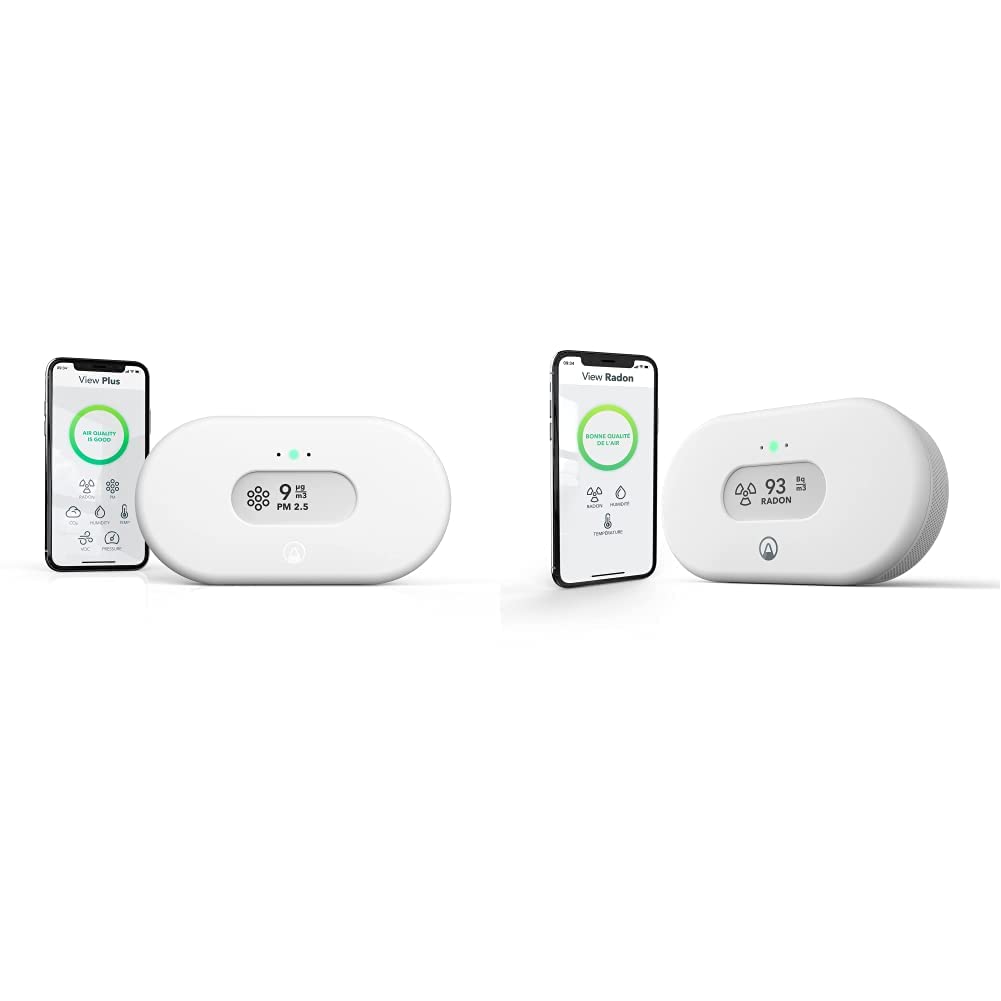 Airthings 2960 View Plus - Intelligenter Radon und Luftqualitätsmonitor mit WLAN-Verbindung, Hub-Funktionalität & Calm Tech Display
