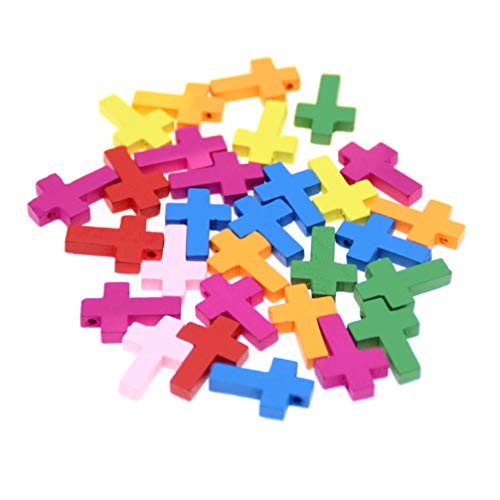 50 Pcs Colgante De Crucifijo Cuentas Espaciadoras Cruzadas Colgantes De Collar Cruz Centro De Mesa Cruz Collares Accesorio De Joyas Puzzle Madera De Madera Collar Largo Encanto