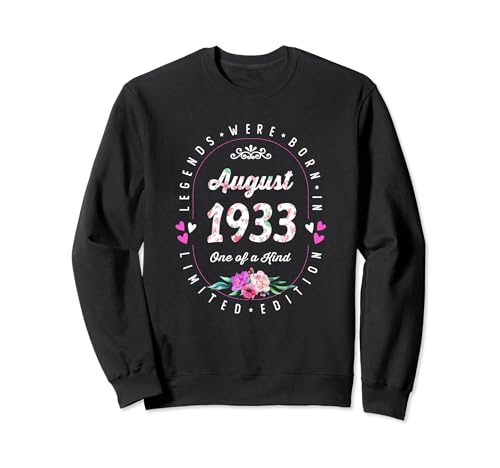 89 años Cumpleaños Las Leyendas nacen en Agosto de 1933 Sudadera