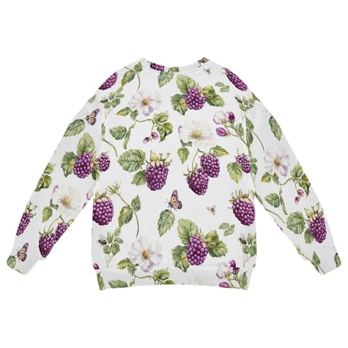 JUNZAN Fresh Dewberry Fruit White Big Boys Hooded Sweatshirt Long Sleeve Fall Tops Shirts Athletic 4T2