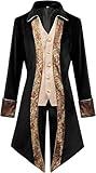 Inmeilifus Men's Steampunk Tailcoat Jacket Renaissance Halloween Prince Costume Gothic Medieval Victorian Frock Coat Tuxedo