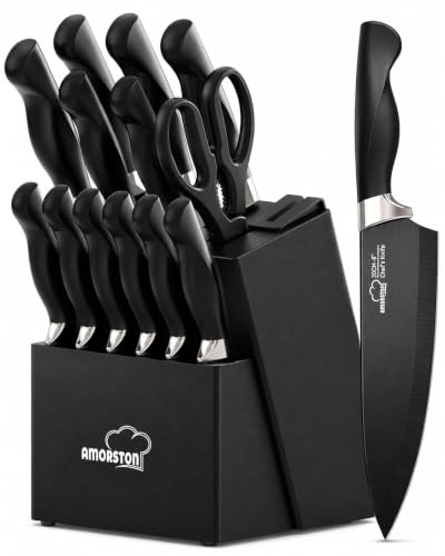 Amorston Knife Set 15 Piece Kitchen Knife Set with...