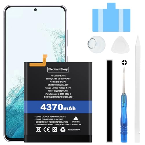 ElephantStory Batería para Samsung Galaxy S21 FE/ S21 FE 5G, EB BG990ABY 4370 mAh Bateria de Reemplazo Interno Baterías de Polímero de Litio con Herramientas de Reparación