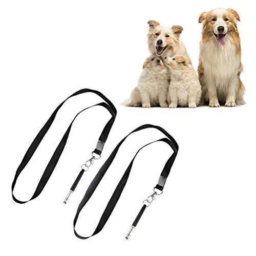 POPETPOP 2 peças/pacote portátil preto portativo durável apito para cães com cordão gratuito para co