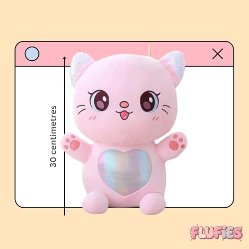 Image of Flufies Plush Toys - Snuggly and Aesthetic Stuff Plush Toys and Baby Toys - Soft Toys for Baby Girl and Baby Boy - Soft Toys for Girlfriend Gift (Shimmery Cat)
