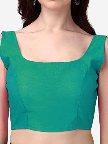 Image of Vihu Fashion Plain Sleeveless Pattern Readymade Blouse U Neck Choli