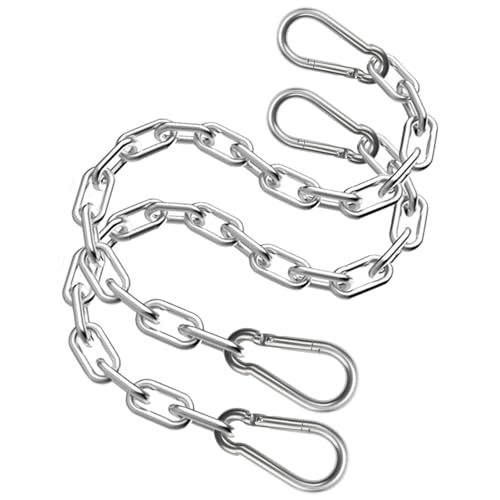 Favuit Heavy Duty Stainless Steel Chain, Hanging Safety Link Chain Fitness Chain Weight Lifting Chains with Carabiners for Home Gym Hammock Swing Hanging Chair Punching Bags (2 Pack)